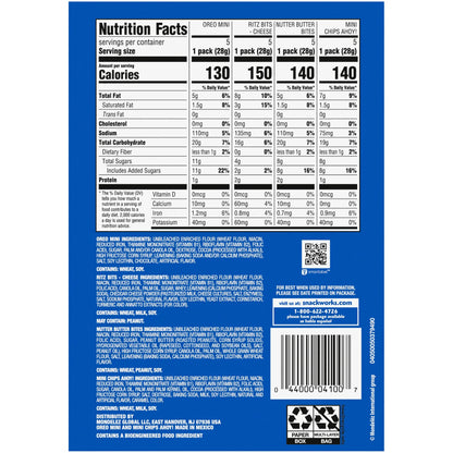 Nabisco Classic Mix Variety Pack, OREO, CHIPS AHOY!, Nutter Butter, RITZ Bits Cheese, 20 Snack Packs