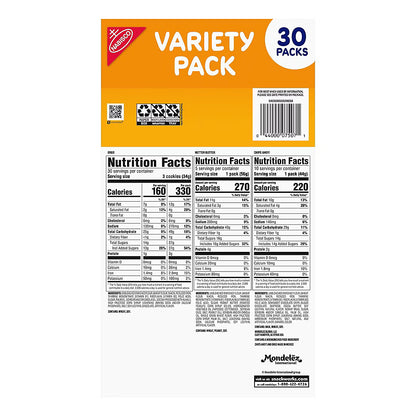 Nabisco Cookie Variety Pack, OREO, Nutter Butter, Chips Ahoy!, Snack Packs, 30 pk.