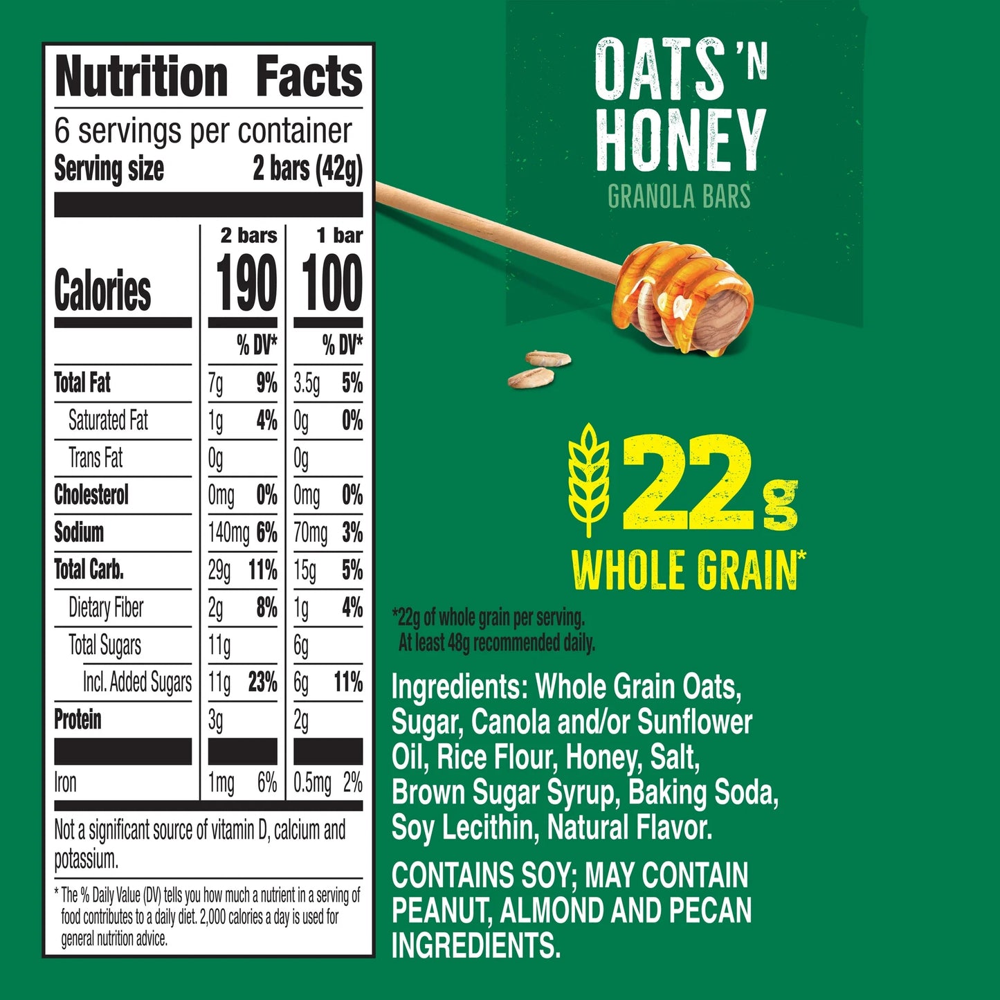 Nature Valley Crunchy Granola Bars Oats 'n Honey 12 Count (6 Pouches), 8.94 oz