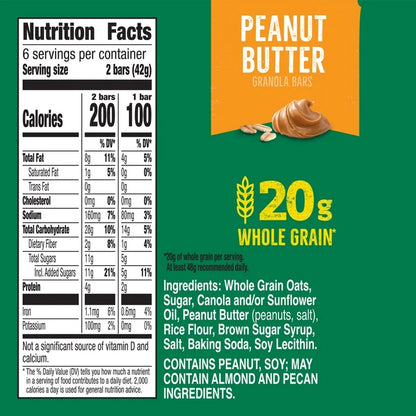 Nature Valley Crunchy Granola Bars Peanut Butter 12 Count (6 Pouches), 8.94 oz