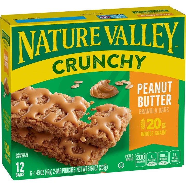 Nature Valley Crunchy Granola Bars Peanut Butter 12 Count (6 Pouches), 8.94 oz