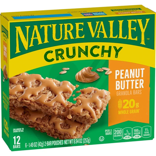 Nature Valley Crunchy Granola Bars Peanut Butter 12 Count (6 Pouches), 8.94 oz