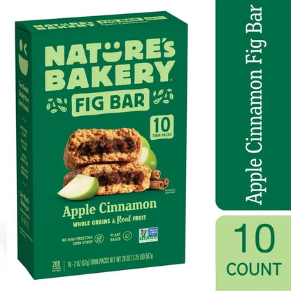 Nature's Bakery Apple Cinnamon Fig Bars, 2 oz Twin packs, 10 Count