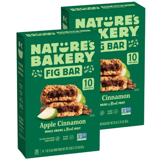 Nature's Bakery Apple Cinnamon Fig Bars Kosher 10 Twin Packs, 20 oz - 2 Pack