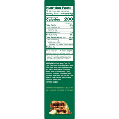 Nature's Bakery Apple Cinnamon Fig Bars Kosher 10 Twin packs, 20 oz