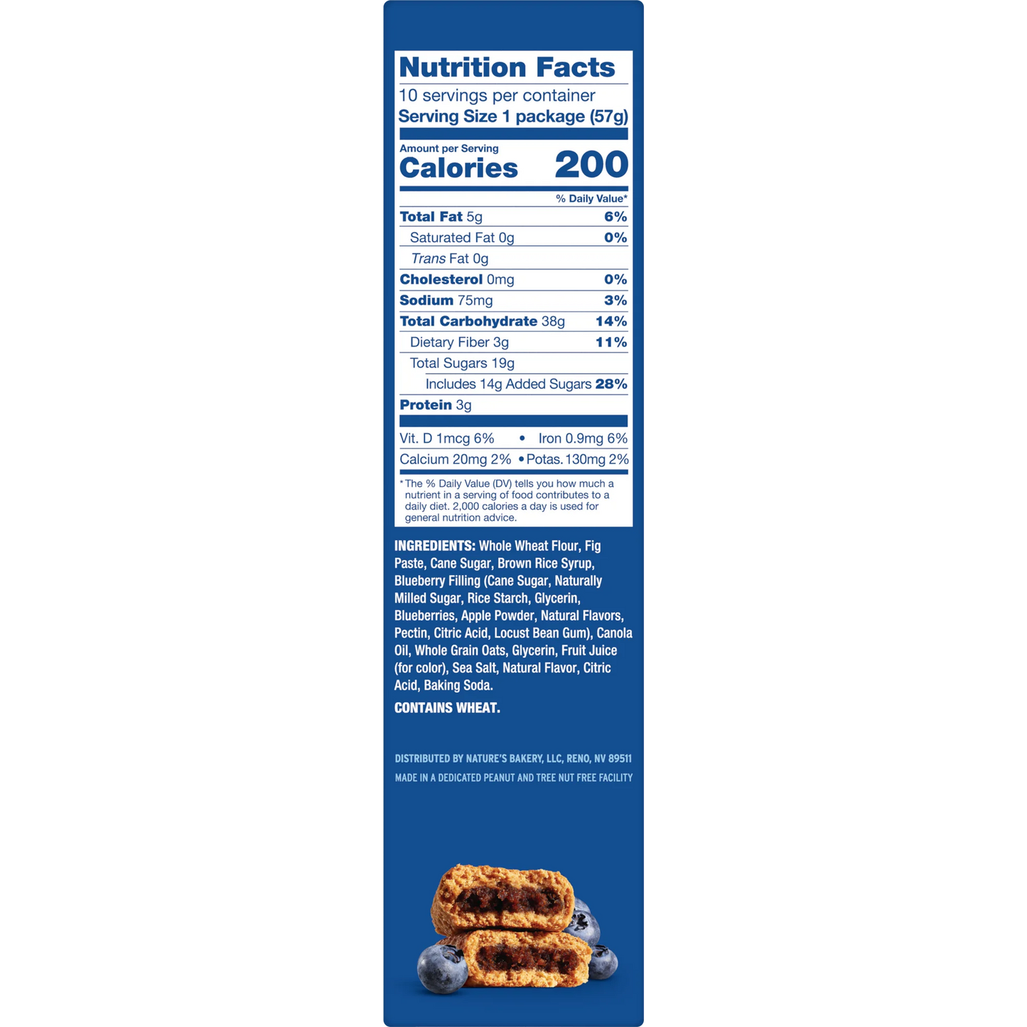 Nature's Bakery Blueberry Fig Bars, Kosher, 10 Twin Packs, 20 oz