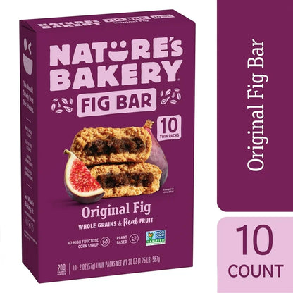 Nature's Bakery Original Fig Bars, 10 Twin packs, Soft Baked Snack Bars, 2 oz