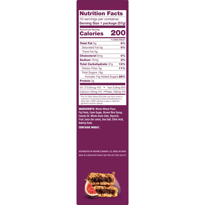 Nature's Bakery Original Fig Bars, 10 Twin packs, Soft Baked Snack Bars, 2 oz