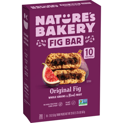 Nature's Bakery Original Fig Bars, 10 Twin packs, Soft Baked Snack Bars, 2 oz