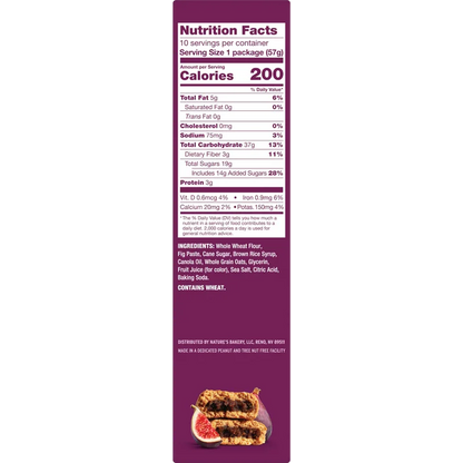 Nature's Bakery Original Fig Bars Kosher Soft Baked 10 Twin Packs, 20 oz