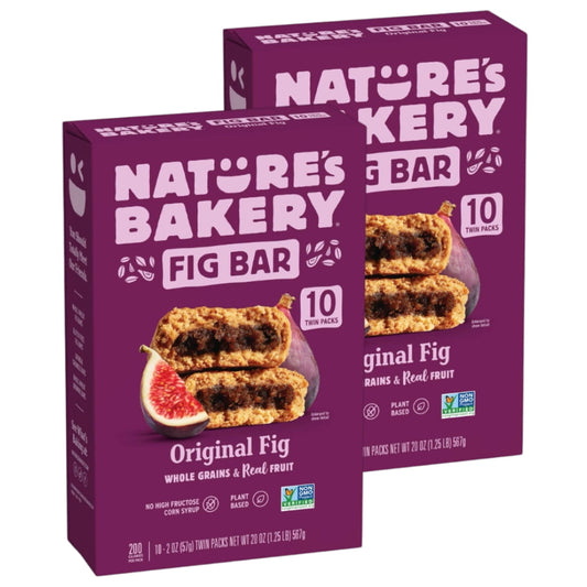 Nature's Bakery Original Fig Bars Kosher Soft Baked 10 Twin Packs, 20 oz - 2 Pack