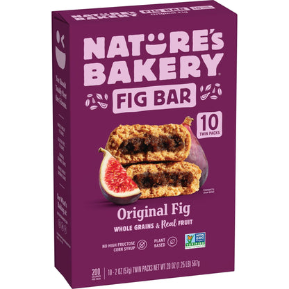 Nature's Bakery Original Fig Bars Kosher Soft Baked 10 Twin Packs, 20 oz