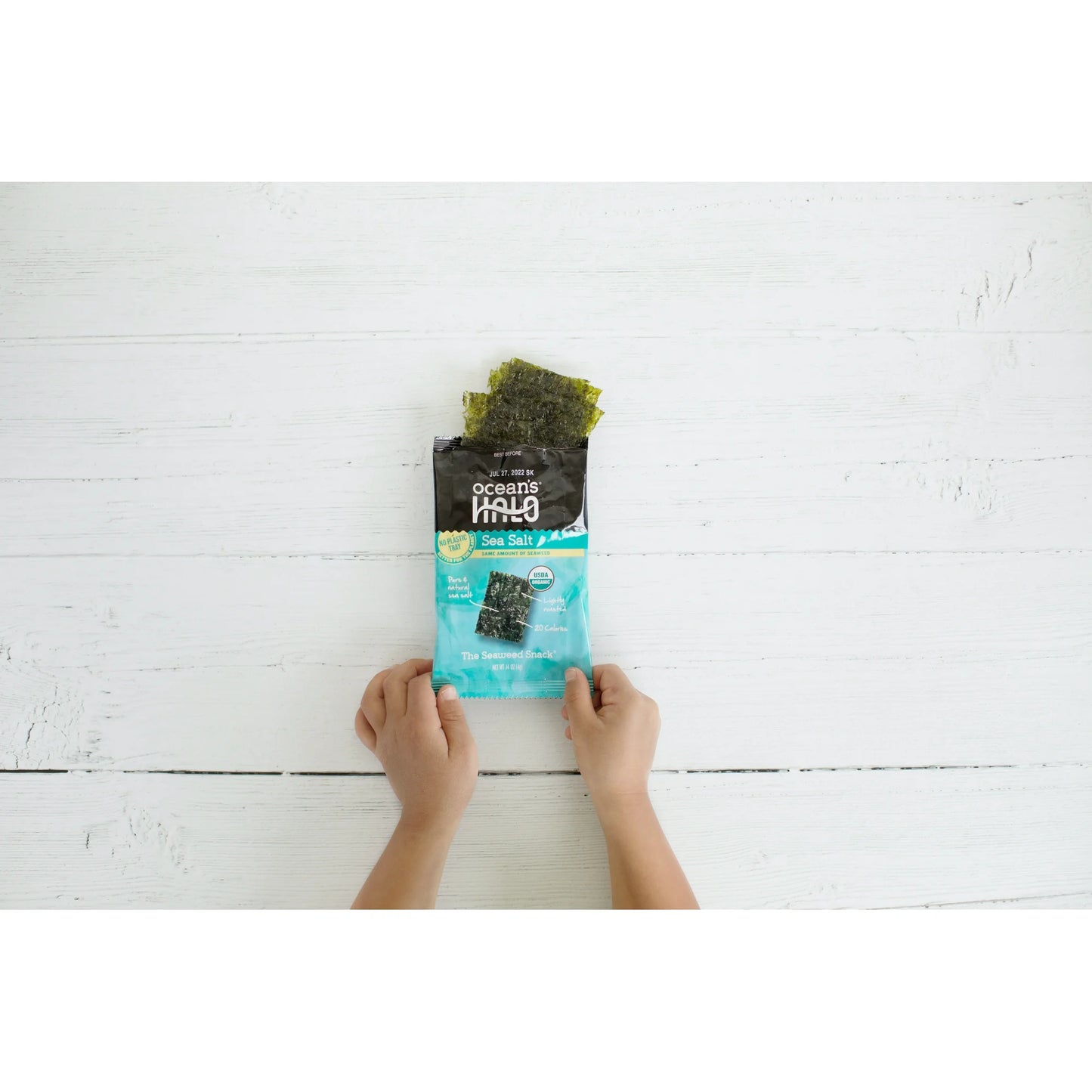 Ocean's Halo Seaweed Snack Sea Salt, Vegan Keto Nori Crispy Chips, 5 pk.