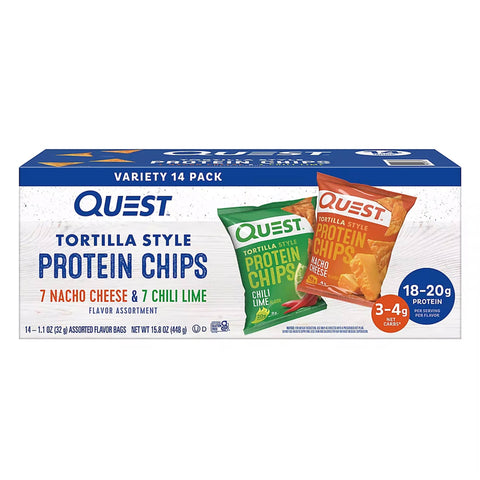Quest Tortilla Style Protein Chips - Nacho Cheese & Chili Lime, 14 ct.