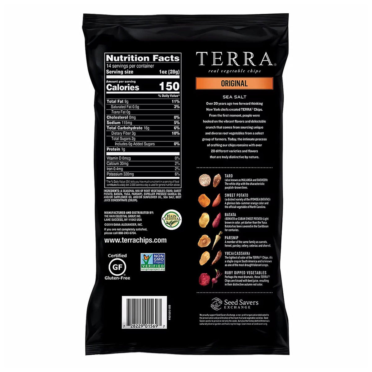 Terra Vegetable Chips, Original with Sea Salt 14 oz.
