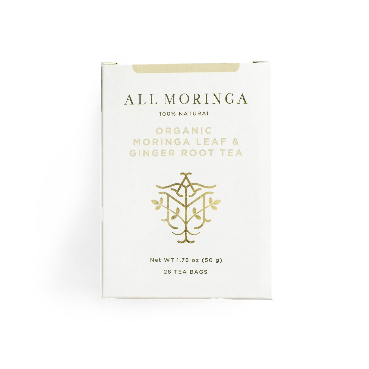 All Moringa - Organic Moringa Leaf and Ginger Root Tea Caffein Free Herbal Tea 28 Tea Bags