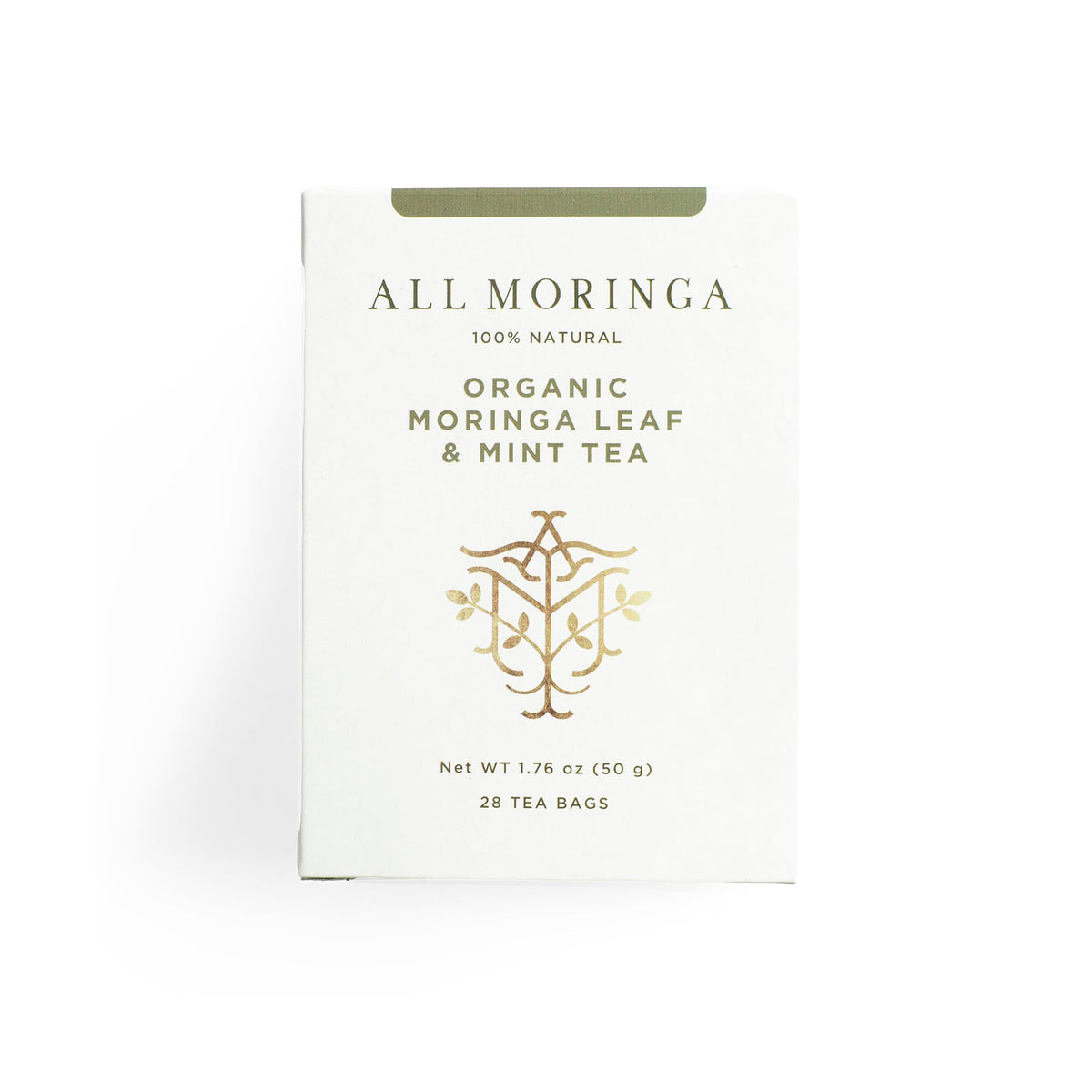 All Moringa -  Organic Moringa Leaf and Mint Tea with Chamomile and Cardamom Caffein Free Herbal Tea 28 Tea Bags