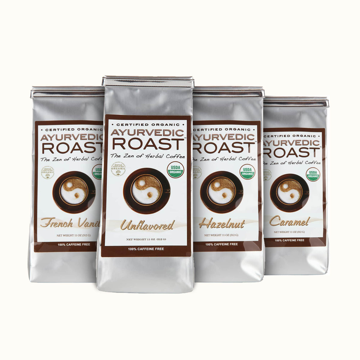 Ayurvedic Roast - Organic Coffee Substitute, Caffeine Free Grain Coffee with Barley Chicory Ashwagandha Brahmi - Caramel