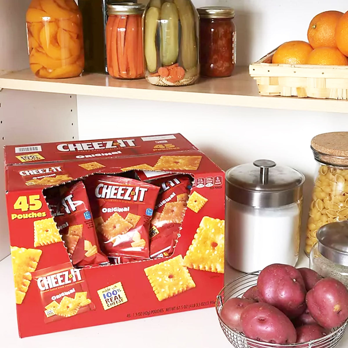 Cheez-It Original Baked Snack Crackers Individual Pouches, 45 ct.