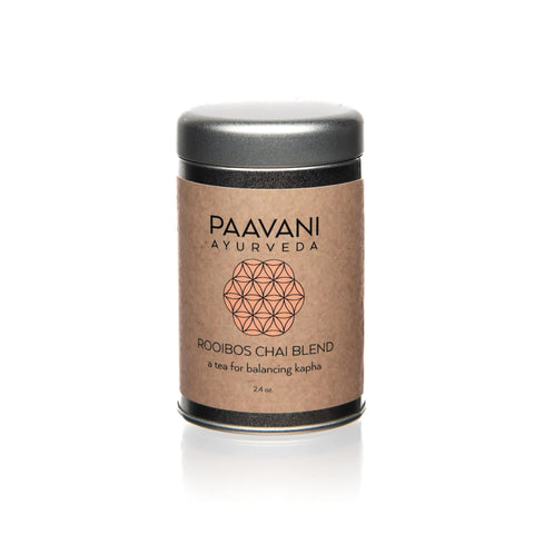 Paavani Ayurveda - Rooibos Chai Blend Tea Organic Loose Tea with African Red Roiboos, Cinnamon, Ginger, Lemongrass 8 oz.
