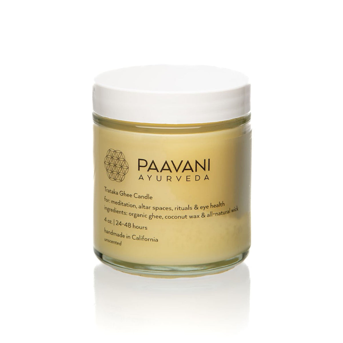 Paavani Ayurveda - Trataka Ghee Candle, Organic Ghee, Coconut Wax, Ayurvedic Ritual