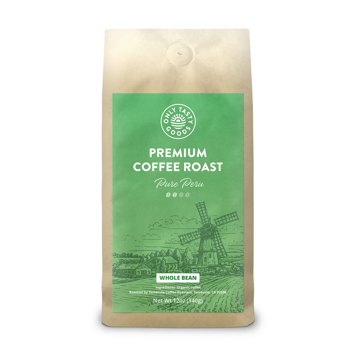 Premium Coffee Roast - Pure Peru - Fair Trade and Organic Coffee, Low Acidity Whole Bean
