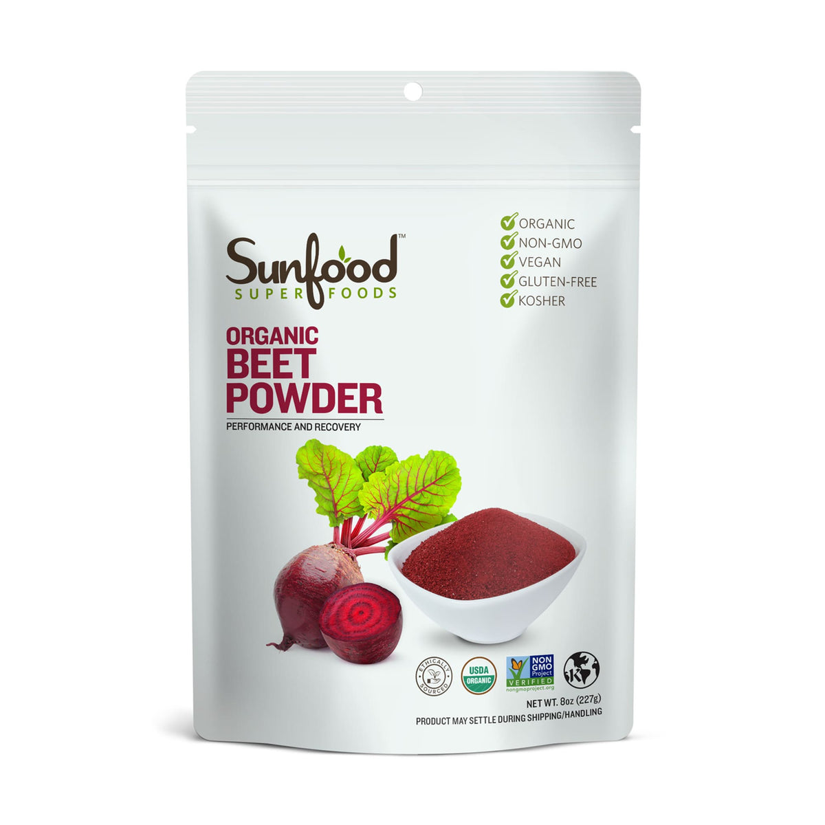 Sunfood - Organic Beet Powder Performance and Recovery Vegan Superfood 8 oz.