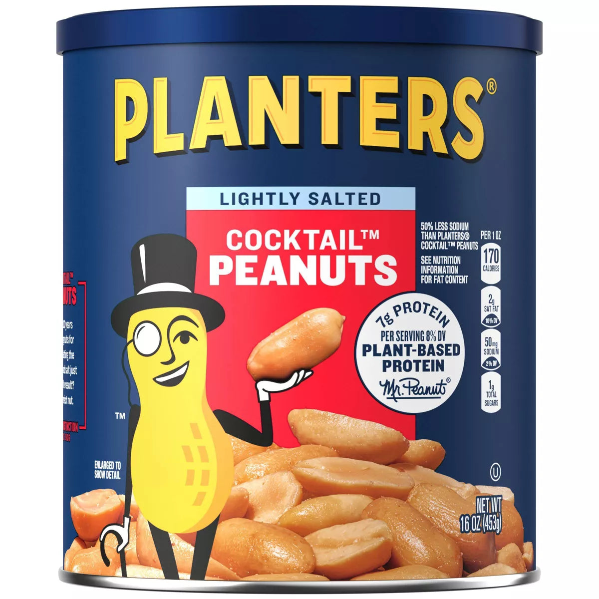 Planters Lightly Salted Made With Sea Salt Cocktail Peanuts, 16oz.