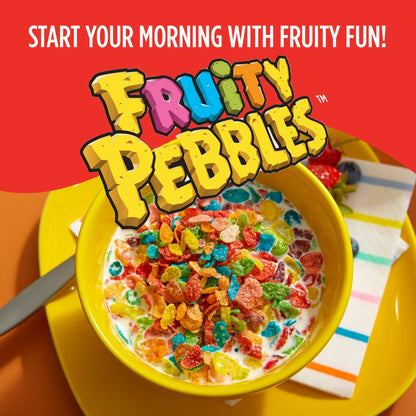 Post Fruity PEBBLES Breakfast Cereal, Gluten Free Sweetened Puffed Rice, 32 oz
