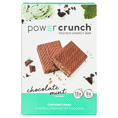 Power Crunch Original Protein Energy Bars, Chocolate Mint, 5 Count, 1.4 oz