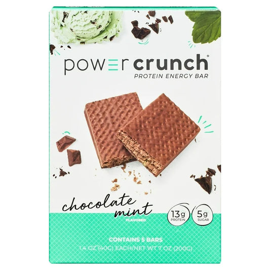 Power Crunch Original Protein Energy Bars, Chocolate Mint, 5 Count, 1.4 oz
