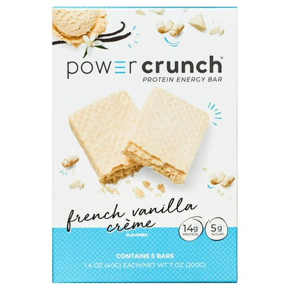 Power Crunch Original Protein Energy Bars, French Vanilla Cream, 5 Count, 1.4 oz