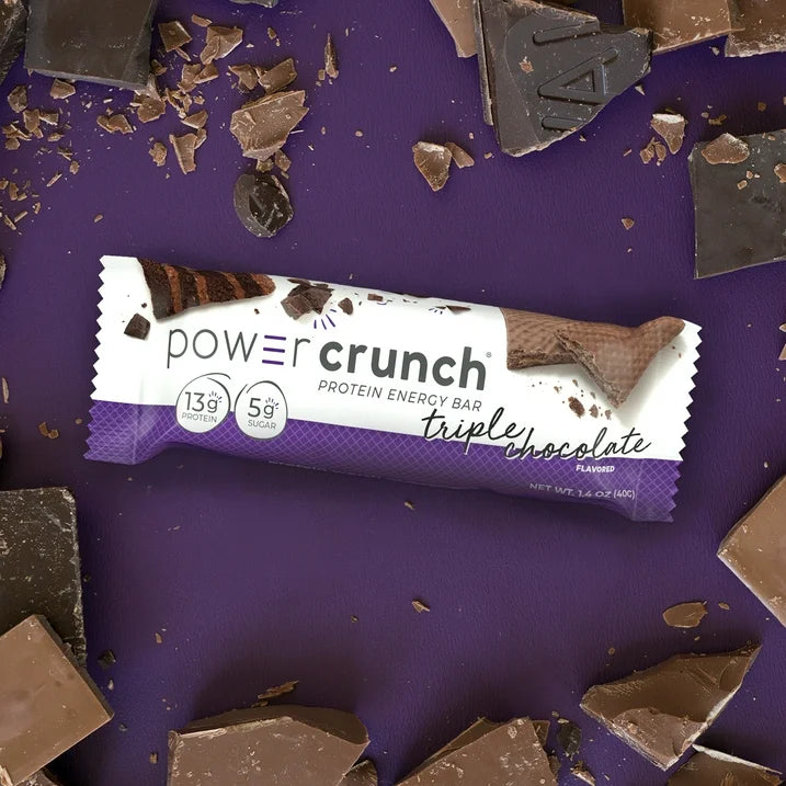 Power Crunch Original Protein Energy Bars, Triple Chocolate, 5 Count, 1.4 oz