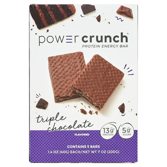 Power Crunch Original Protein Energy Bars, Triple Chocolate, 5 Count, 1.4 oz