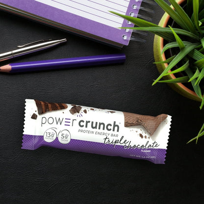 Power Crunch Original Protein Energy Bars, Triple Chocolate, 5 Count, 1.4 oz