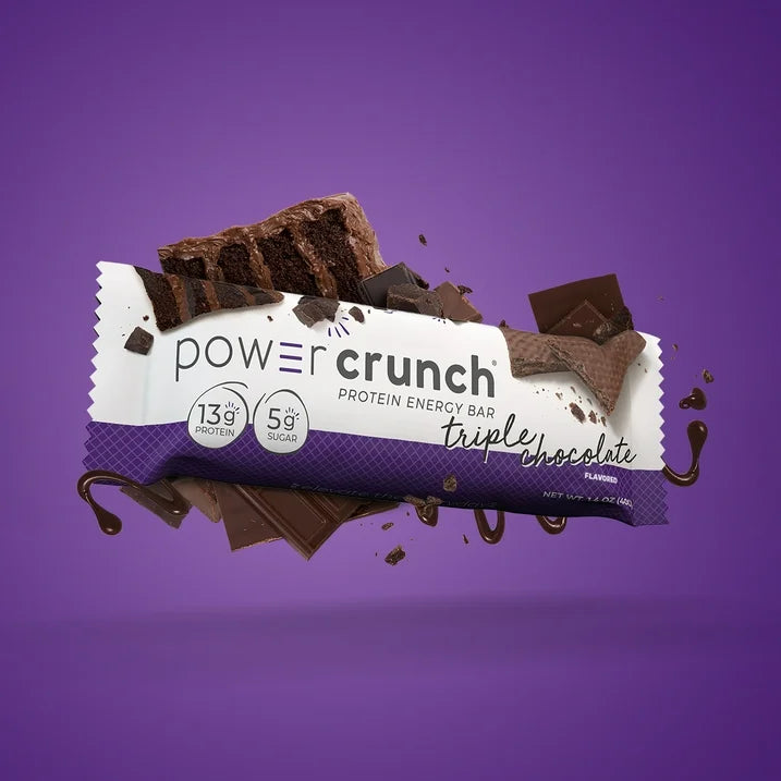 Power Crunch Original Protein Energy Bars, Triple Chocolate, 5 Count, 1.4 oz