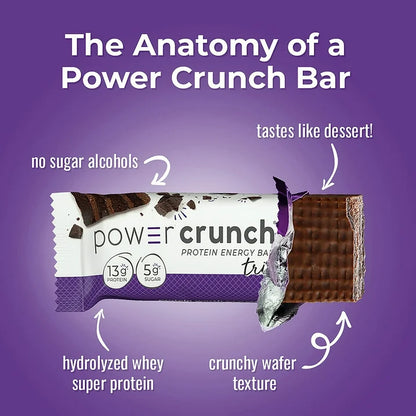 Power Crunch Original Protein Energy Bars, Triple Chocolate, 5 Count, 1.4 oz