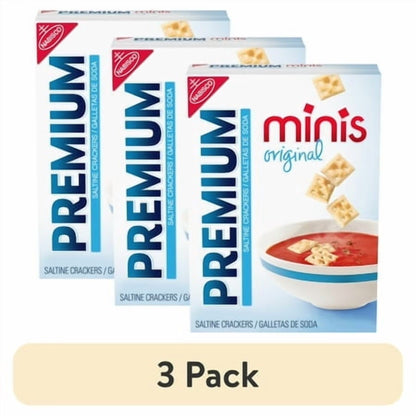 Premium Original Mini Saltine Crackers, Lunch Snacks, 11 oz (3 pack)