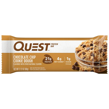 Quest Chocolate Chip Cookie Dough Protein Bar, Gluten-Free, 8 Bars