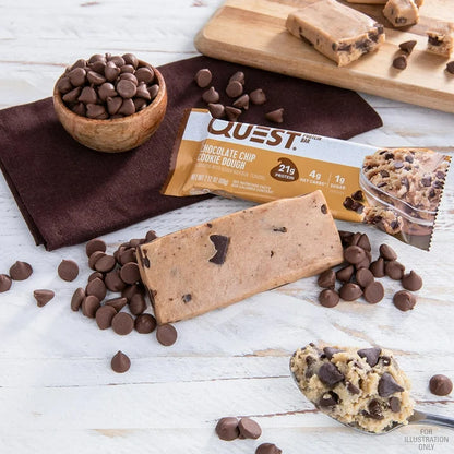 Quest Chocolate Chip Cookie Dough Protein Bar, Gluten-Free, 8 Bars