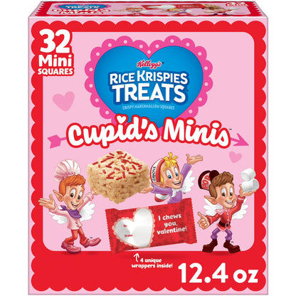 Rice Krispies Treats Valentine's Day Minis with Sprinkles Chewy Mini Marshmallow Cereal Bars, Kids Snacks, 32 Count, 12.4 oz