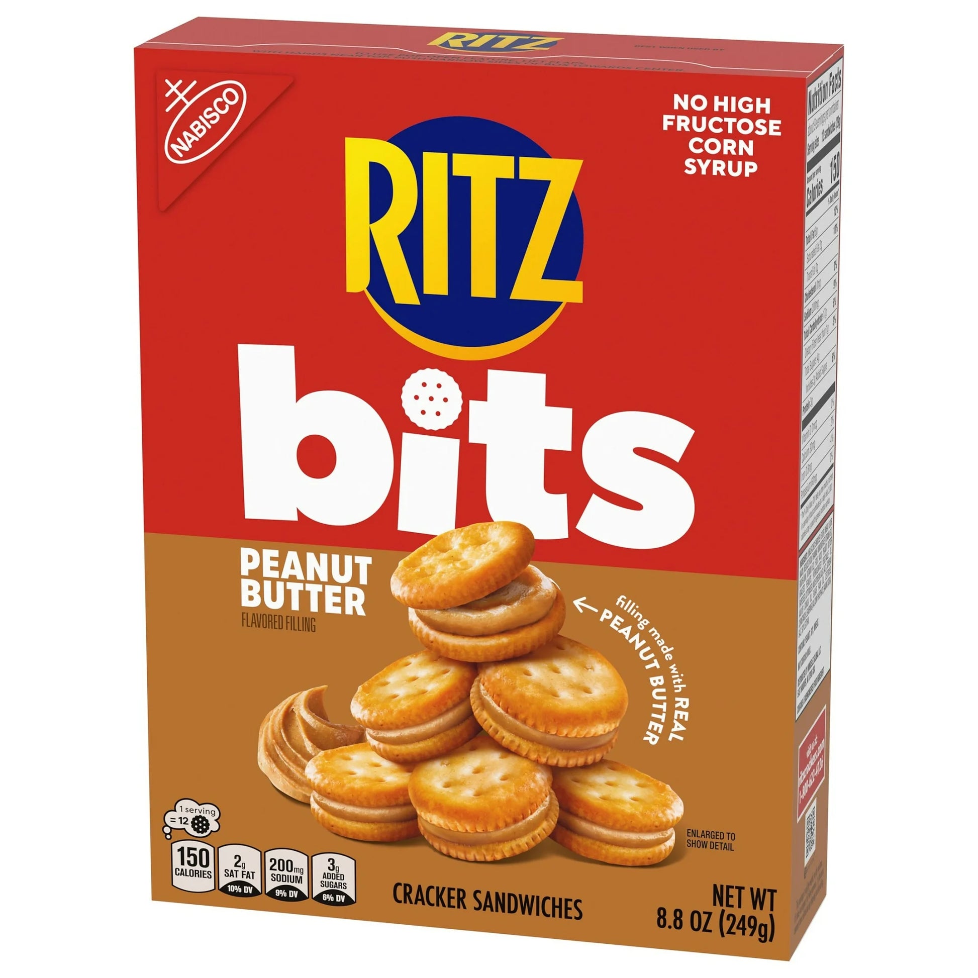 RITZ Bits Peanut Butter Sandwich Crackers, Snacks, Lunch Snacks 8.8 oz