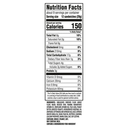 RITZ Bits Peanut Butter Sandwich Crackers, Snacks, Lunch Snacks 8.8 oz