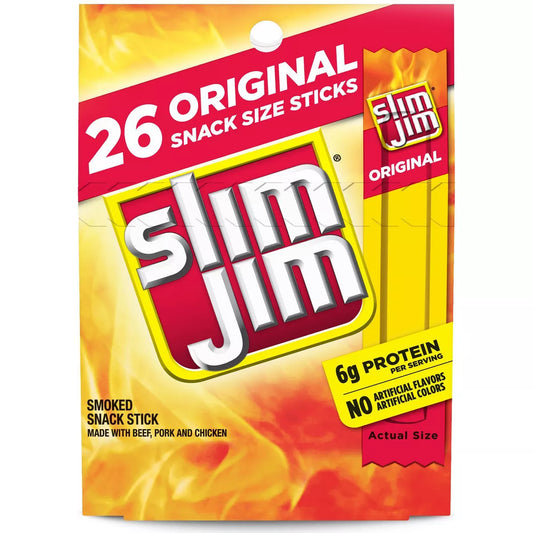 Slim Jim Original Smoked Snack Size Sticks, 7.28oz/26ct.