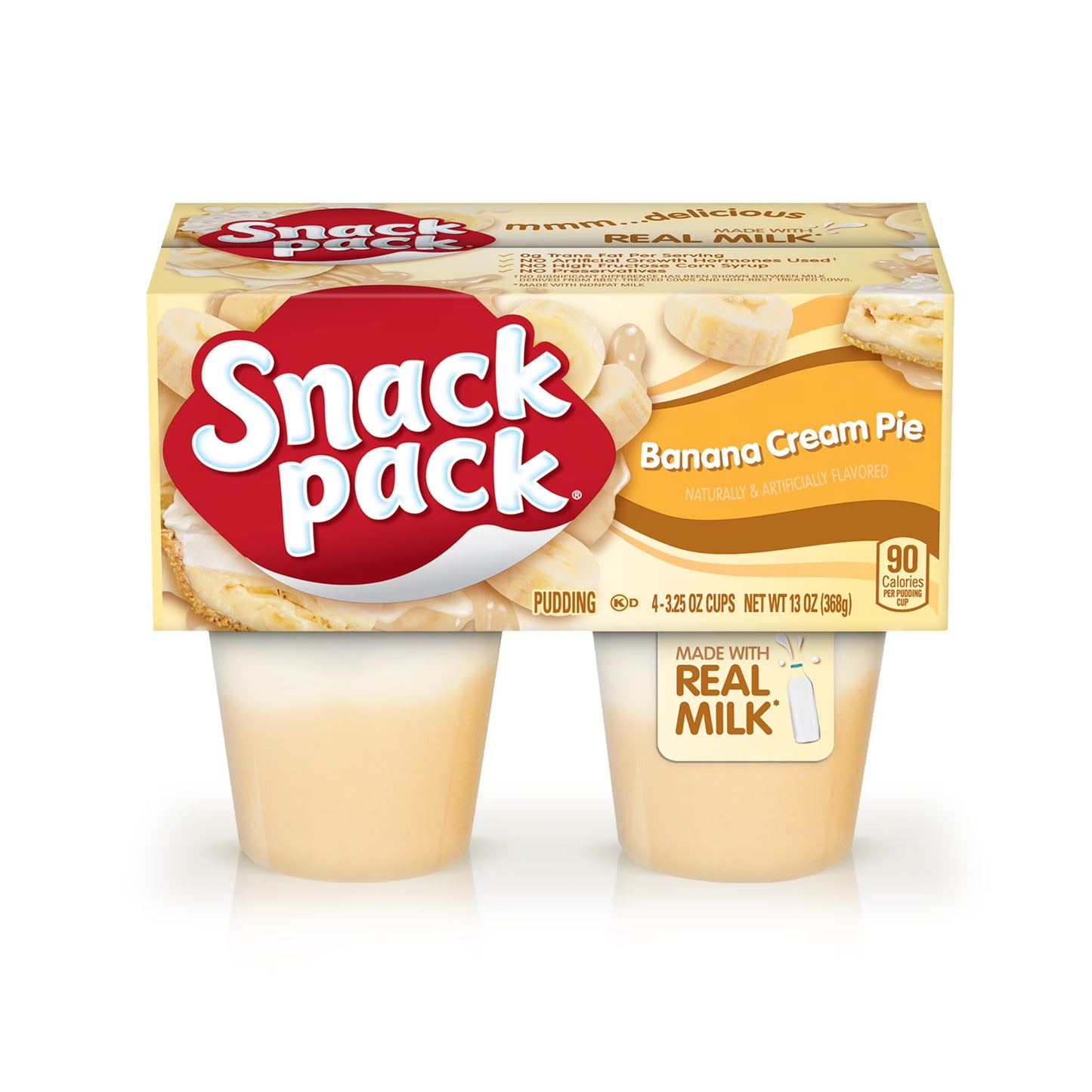 Snack Pack Banana Cream Pie Flavored Pudding, 3.25 oz Cups, 4 count