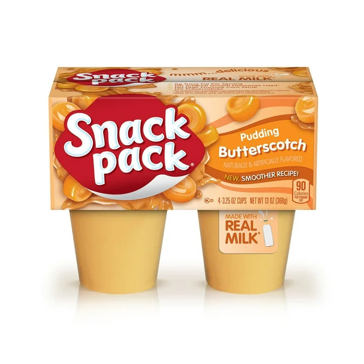 Snack Pack Butterscotch Pudding, Pudding Cups, 3.25 oz,&nbsp;4 Count