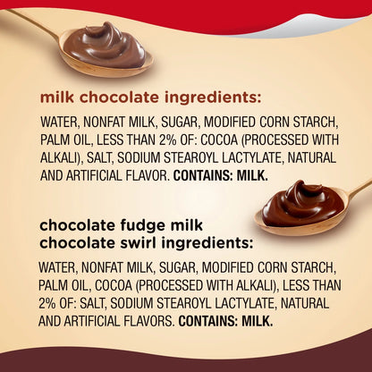Snack Pack Milk Chocolate, Chocolate Fudge and Milk Chocolate Pudding Cups, 12 Count Family Pack, 3.25 oz