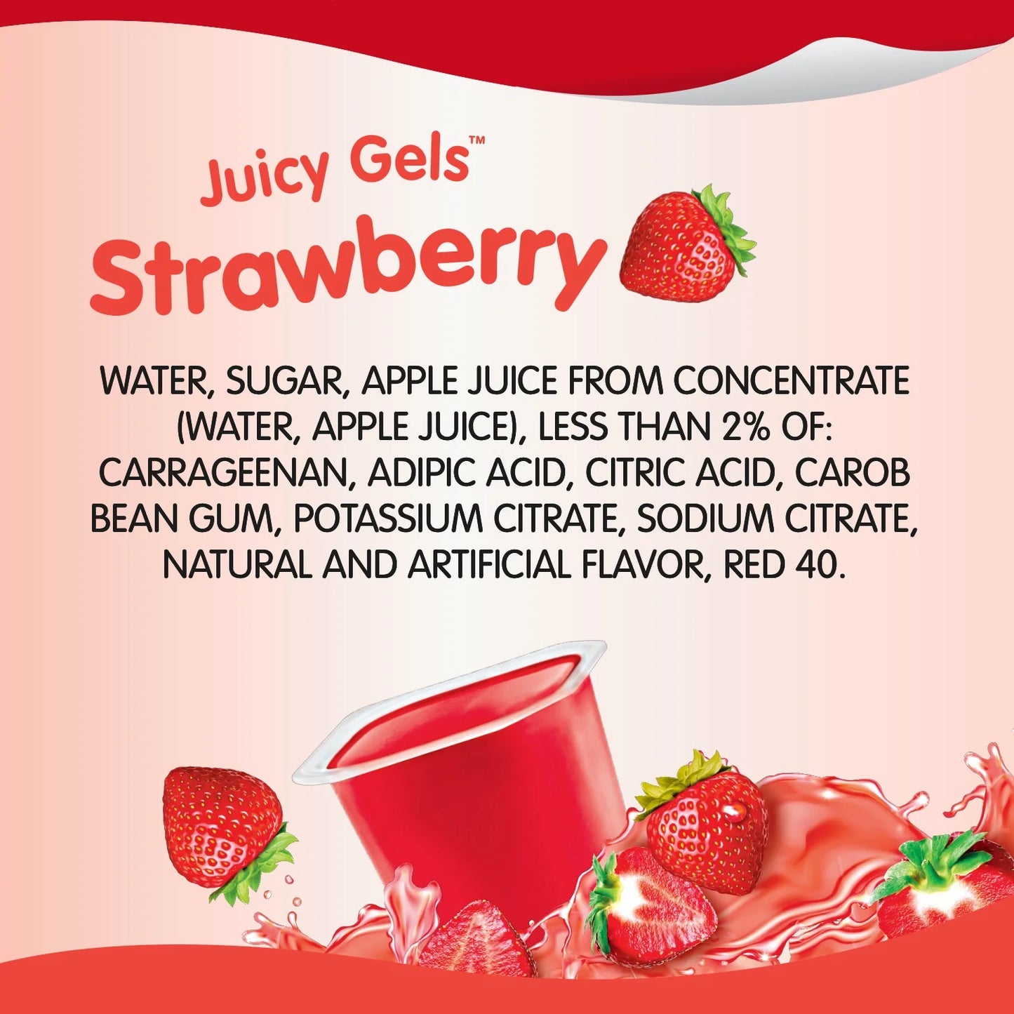 Snack Pack Strawberry Flavored Juicy Gels, Snack Cups, 3.25 oz, 4 Count