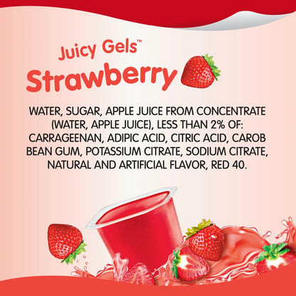 Snack Pack Strawberry Flavored Juicy Gels, Snack Cups, 3.25 oz, 4 Count
