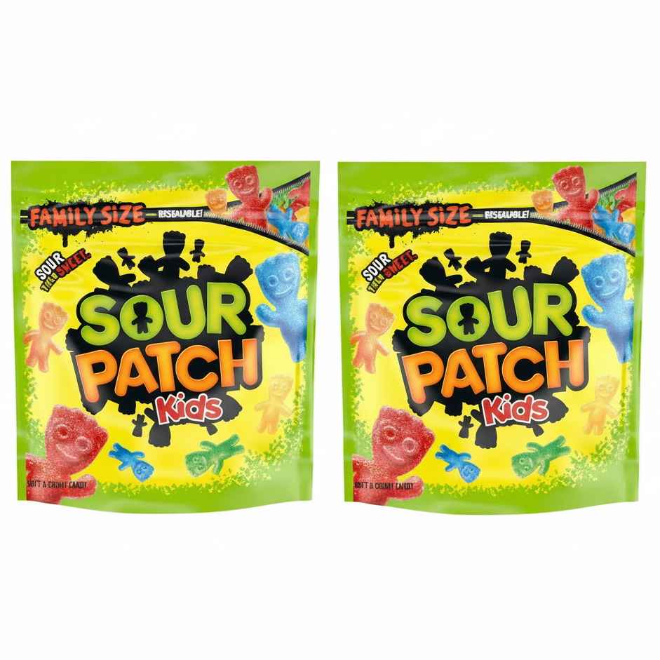 SOUR PATCH KIDS Soft & Chewy Gummy Candy, Family Size Bulk, 1.8 lb - 2 Pack